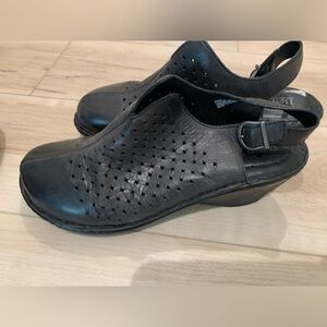 Born Black Leather Platform Slingbacks